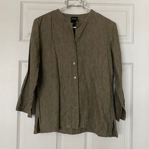 Eileen Fisher 100% Irish Linen Button-Up Top